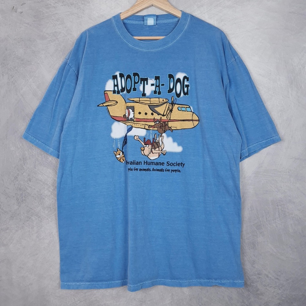 Crazy Shirts Shirt Mens XL Blue Adopt-A-Dog Hawaiian Humane Society Graphic Tee